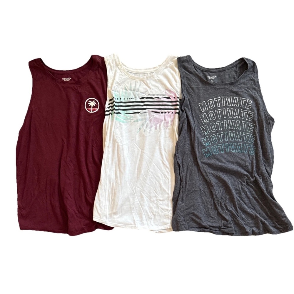 Bundle of 3 Old Navy Active Tanks Womens Size Large Workout Gym Fitness